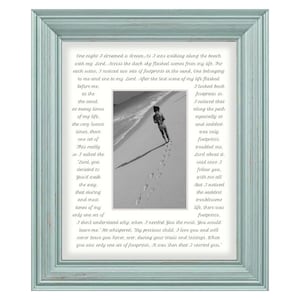 8x10 Footprints in the Sand Photo Mat and Frame, Poem Religous Quotes