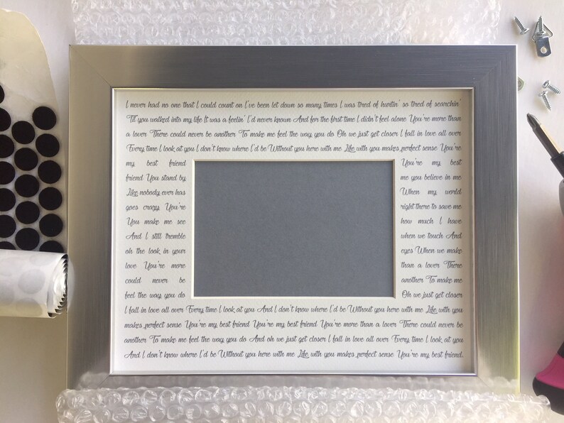 8x10 Personalized Picture Mat and Frame: Wedding songs, Speeches, Quotes, Text, Wedding Song Gift, Portrait afbeelding 6