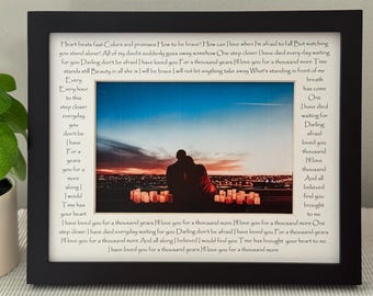 8x10 A Thousand Years lyrics printed on Photo Mat for 5x7 picture and 8x10 frame