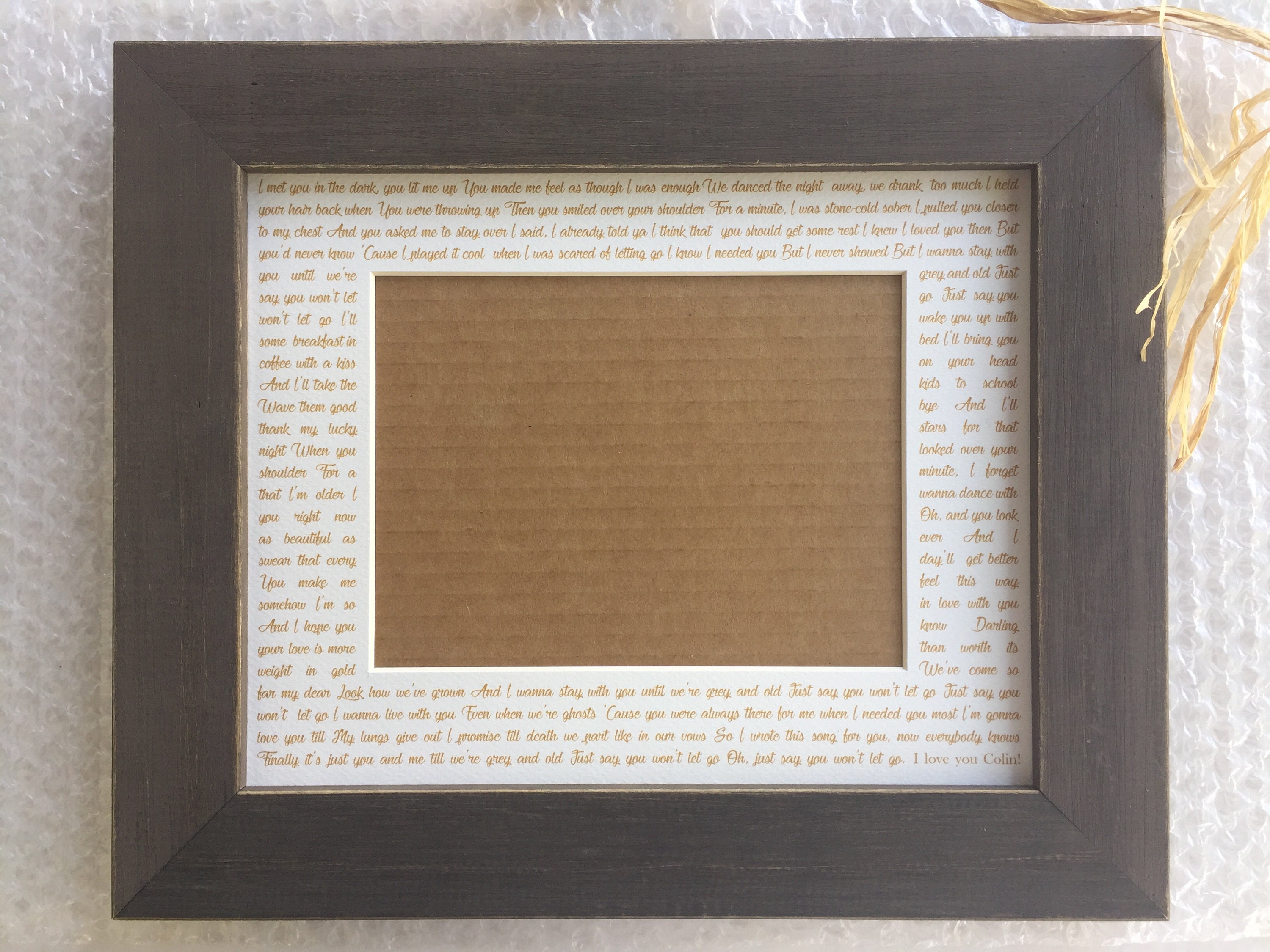 Custom Photo Frame Add any song lyrics to your picture frame Etsy