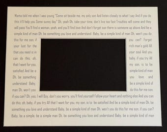 Simple Kind of Man song with opening for a 4 x 6 picture and 8 x 10 mat