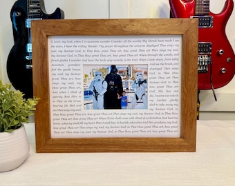 How Great Thou Art 11x14 mat fits 5x7 photo religious song of praise printed lyrics on mat