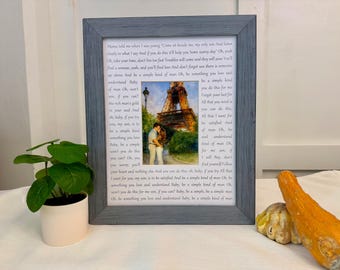 Simple Man vertical song lyrics printed for 11 x 14 picture with 5 x 7 picture in portait orientation