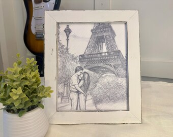 Custom Sketch from Your Photo 8 x 10 on Fine Art Matte Paper and Matboard