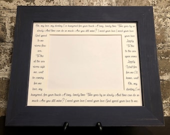8x10 Wedding song lyrics Photo Mat personalized with Names, first dance frame, personalized wedding gift, bride and groom, wedding photo