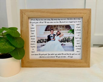 8x10 At Last song lyrics printed mat for a 5 x 7 Picture and 8 x 10 Frame