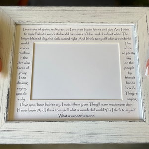 8x10 What a Wonderful World Inspirational Romantic Song Framed Photo Mat Wedding Signs Anniversary Gift for Boyfriend for Girlfriend