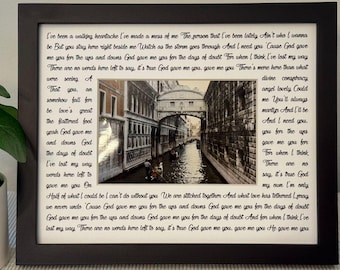 8x10 God Gave Me You lyrics printed on Photo Mat for 4x6 picture and 8x10 frame