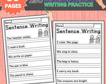150 Handwriting Practice Sentences Worksheets | 30 Printable Pages | Kindergarten & 1st Grade PDF
