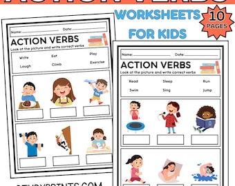 Action Verbs Worksheets For Kids Printable