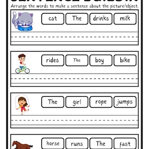 READING and BUILDING Simple SENTENCES Worksheets for Grade 1 - Etsy
