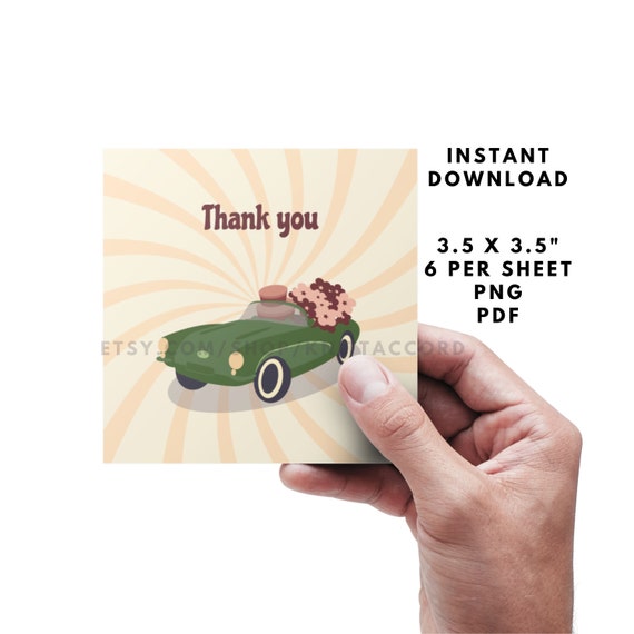 Vintage Style Thank You Card Printable Etsy