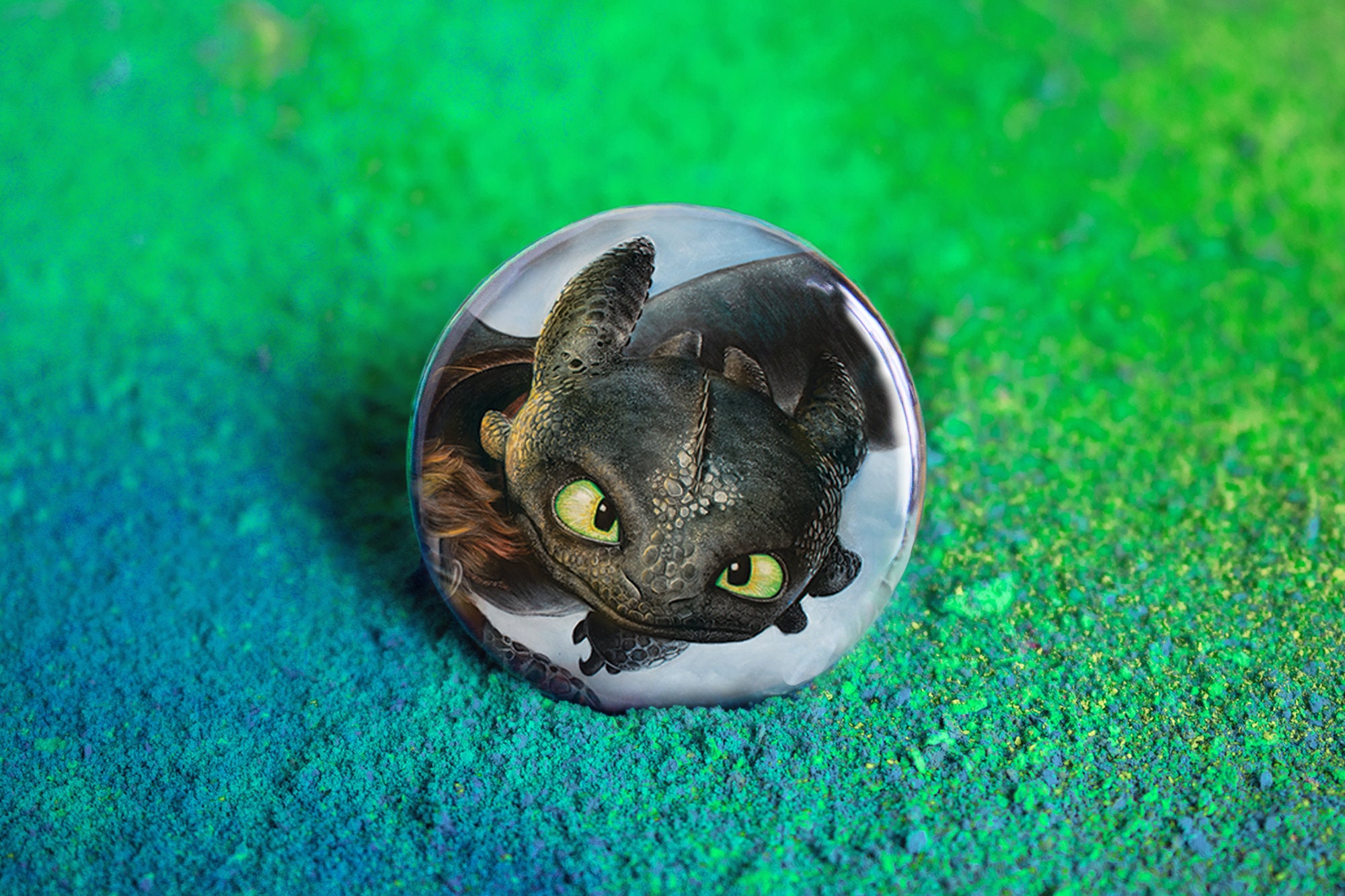 How to Train Your Dragon Art Print Button Toothless Night Etsy