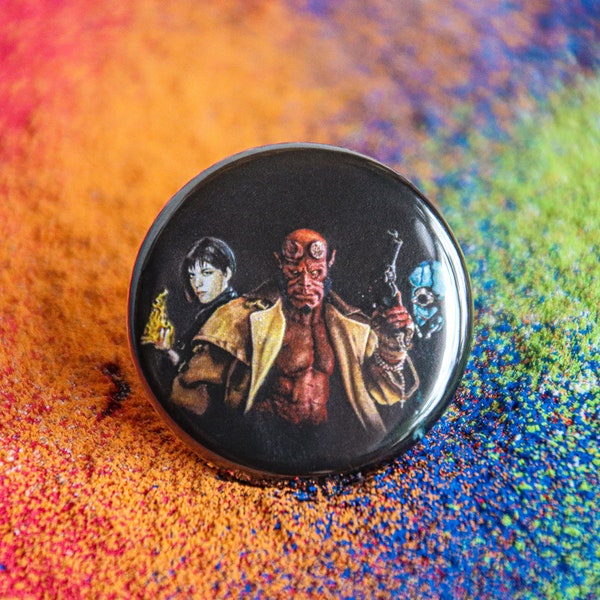 Hellboy Art Print Button - Ron Perlman Refrigerator Magnet - Marvel Comics Superhero Backpack Pin - Chalk Art Geek Gift