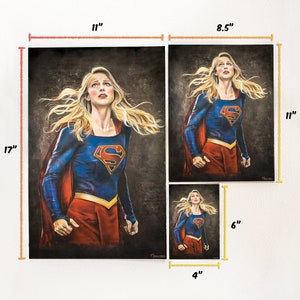 Supergirl Art Print DC Comics Kara Danvers Room Decor Melissa Benoist Superhero Wall Poster Chalk Art Geek Gift image 7