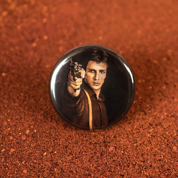 Malcolm Reynolds Art Print Button - Firefly & Serenity Nathan Fillion Refrigerator Magnet - Science Fiction Backpack Pin - Chalk Geek Gift