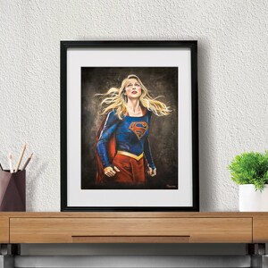 Supergirl Art Print DC Comics Kara Danvers Room Decor Melissa Benoist Superhero Wall Poster Chalk Art Geek Gift image 3