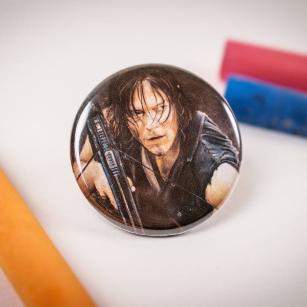 Daryl Dixon Art Print Button - The Walking Dead Refrigerator Magnet - Zombie Apocalypse Backpack Pin - Horror Chalk Art Geek Gift