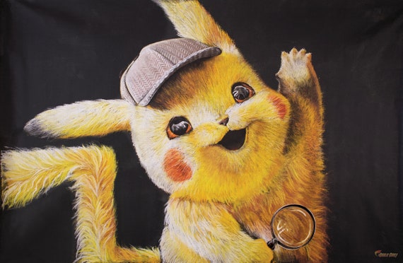 Detective Pikachu Art Print Pokemon Room Decor Tabletop | Etsy