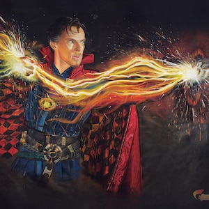 Doctor Strange Art Print - Marvel Stephen Strange Benedict Cumberbatch Room Decor - Superhero Wall Poster - Chalk Art Avengers Geek Gift