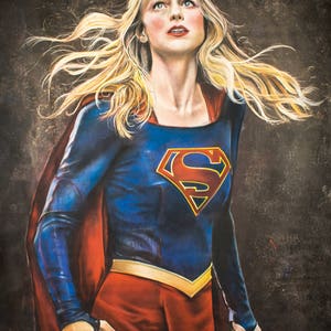 Supergirl Art Print DC Comics Kara Danvers Room Decor Melissa Benoist Superhero Wall Poster Chalk Art Geek Gift image 2