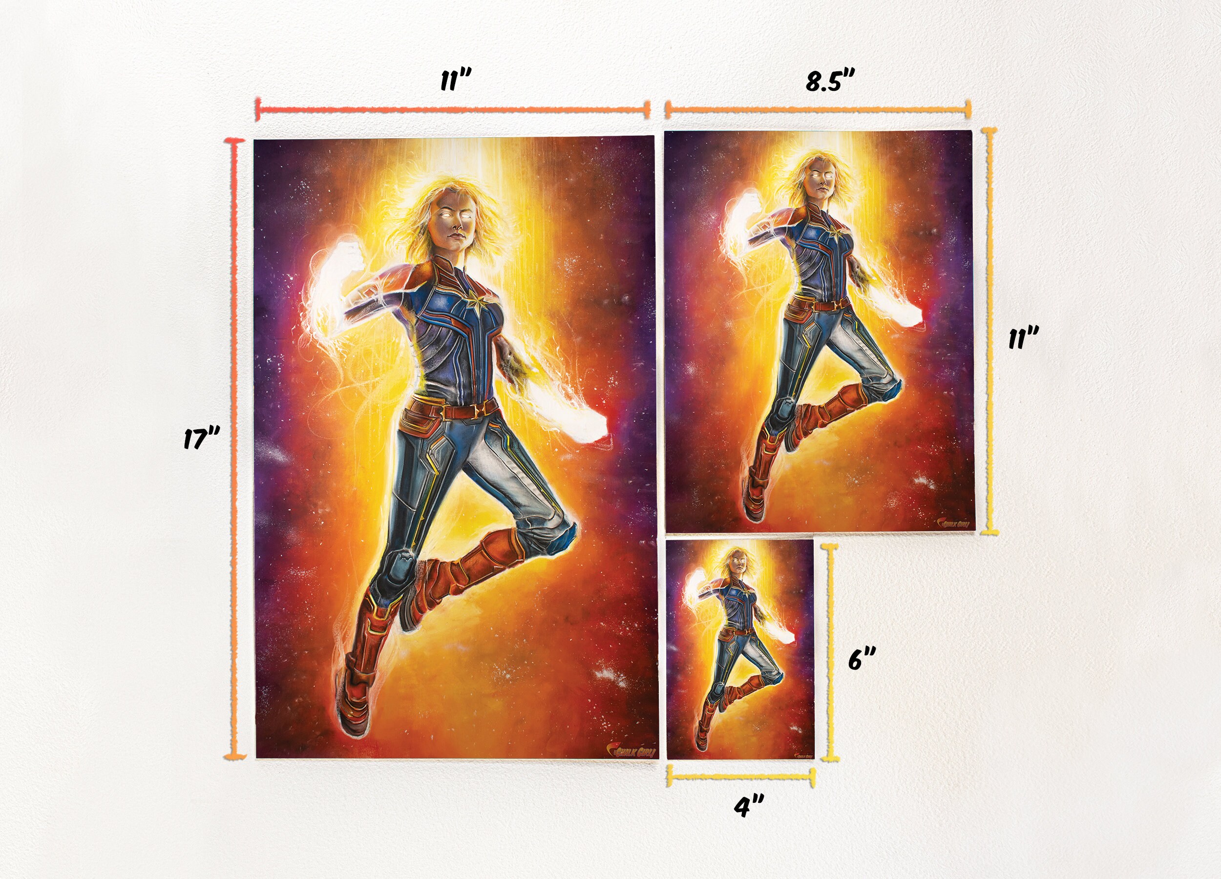 Captain Marvel Art Print Marvel Comics Room Decor Carol Etsy