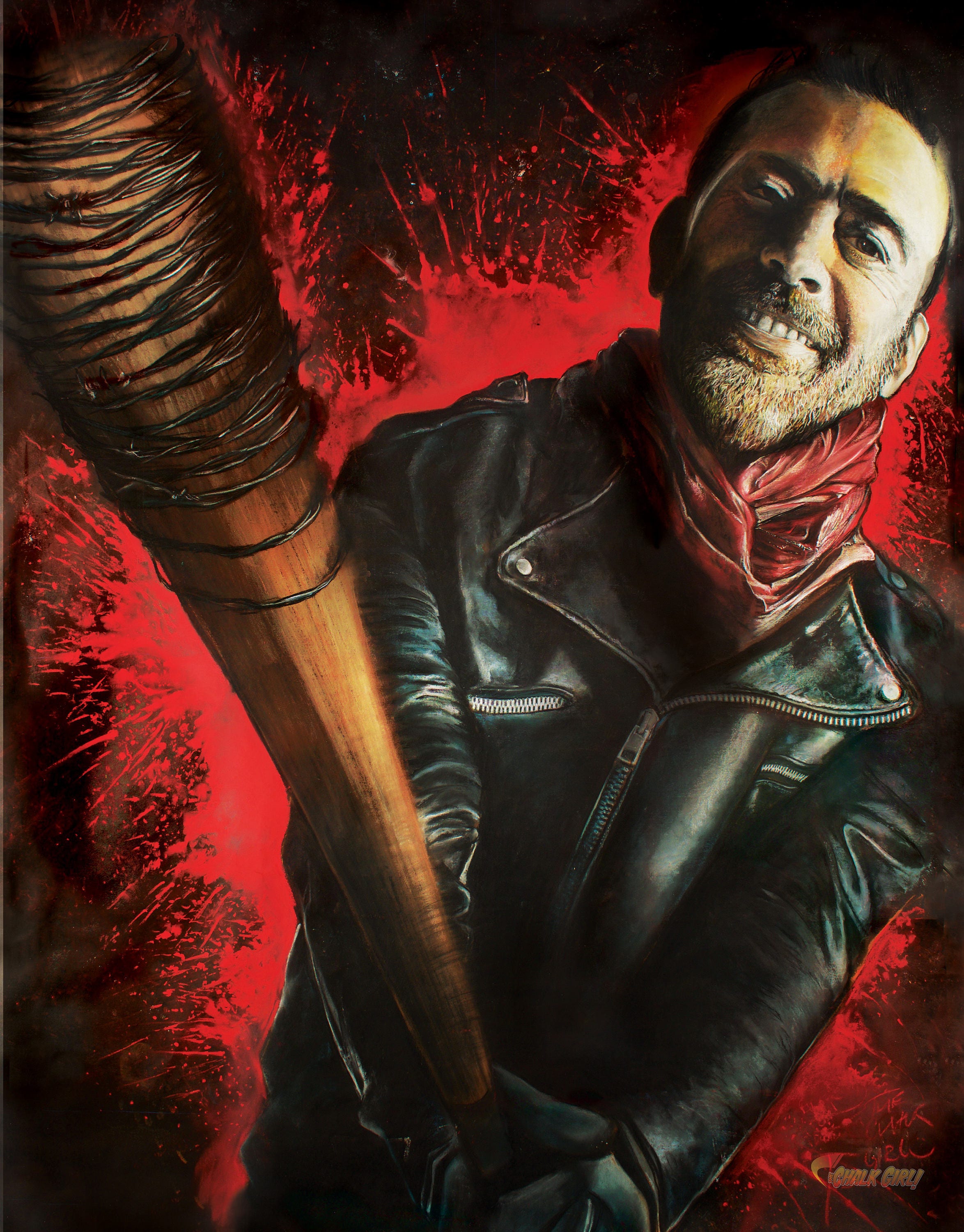 Negan Smith Art Print the Walking Dead Room Decor Zombie