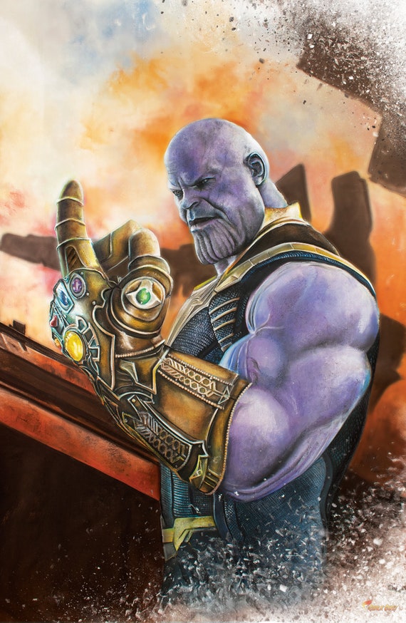 Thanos Art Print Marvel Comics Infinity Gauntlet Room Decor Avengers Superhero Villain Wall Poster Chalk Art Geek Gift Etsy Canada