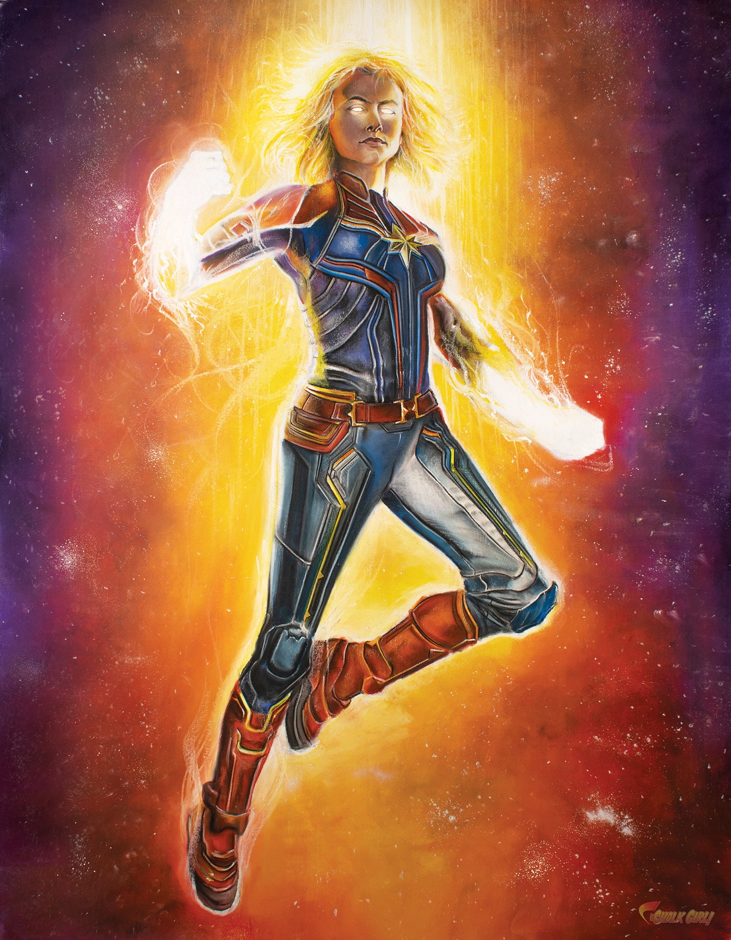 Captain Marvel Art Print Marvel Comics Room Decor Carol Danvers