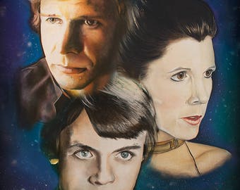 Star Wars: The Return of the Jedi Art Print - Luke Skywalker, Leia Organa, Han Solo Room Decor - Science Fiction Wall Poster - Geek Gift