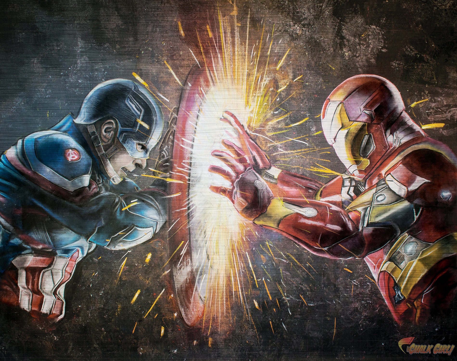Captain America Vs. Iron Man Art Print Marvel Comics Civil - Etsy