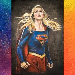 Supergirl Art Print DC Comics Kara Danvers Room Decor Melissa Benoist Superhero Wall Poster Chalk Art Geek Gift image 6