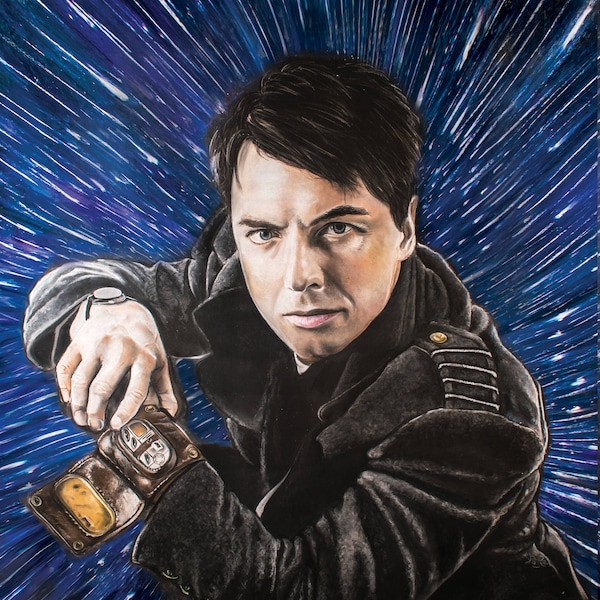 Captain Jack Harkness Art Print - Torchwood John Barrowman Room Decor - Doctor Who Wall Poster - Science Fiction Chalk Art Geek Gift