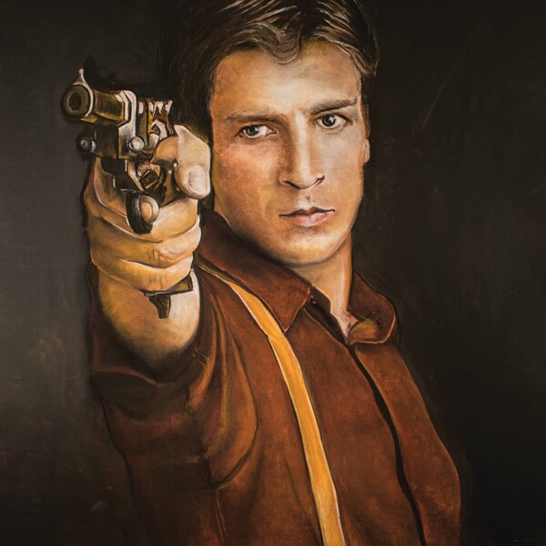 Malcolm Reynolds Art Print - Firefly & Serenity Nathan Fillion Room Decor - Science Fiction Wall Poster - Chalk Art Geek Gift