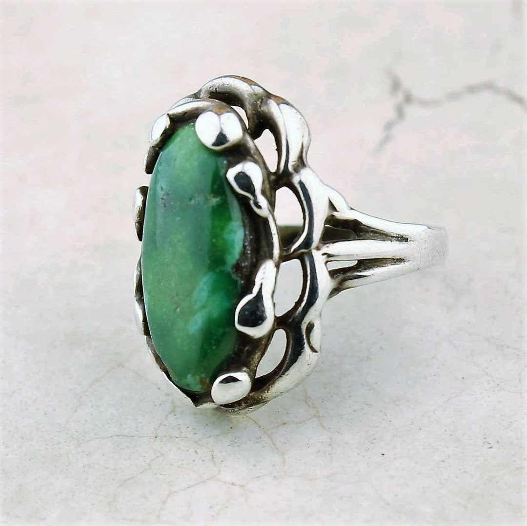 Sterling Silver and Malachite Ring Size 6 1/4 Green Ring - Etsy