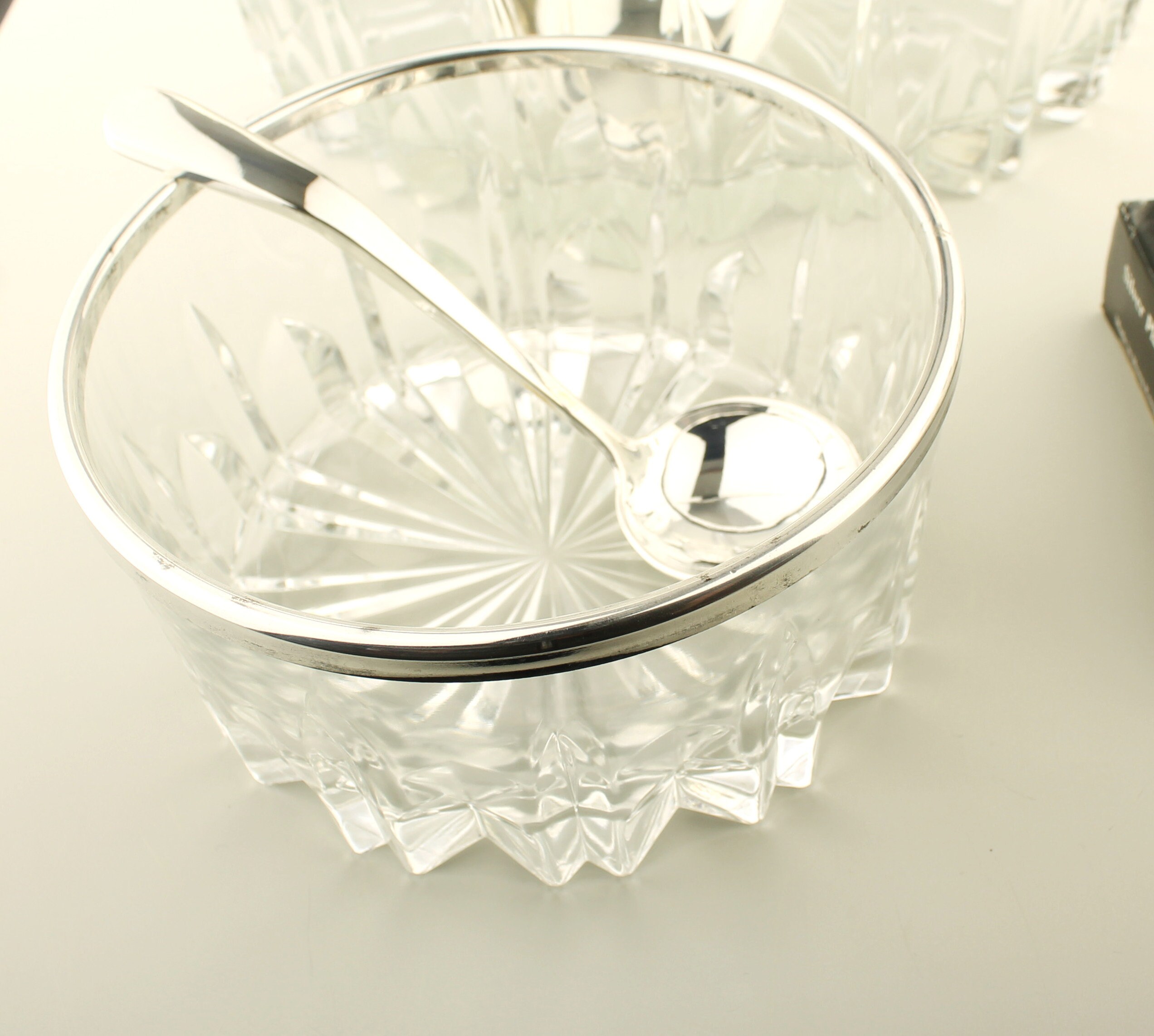 Godinger Silver Art Salad Bowl Set Vintage Glassware Like New Etsy