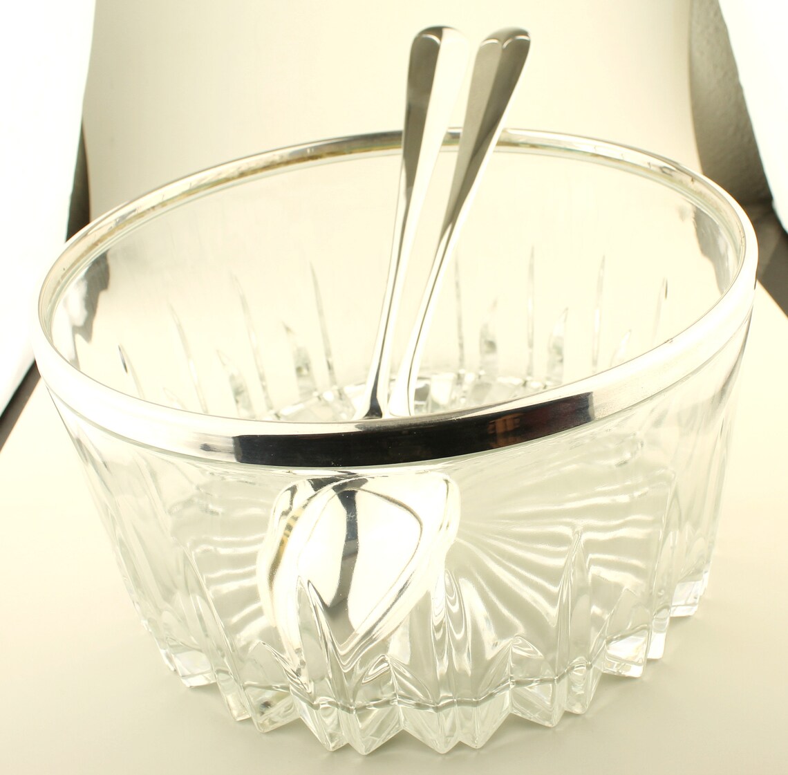 Godinger Silver Art Salad Bowl Set Vintage Glassware Like New Etsy