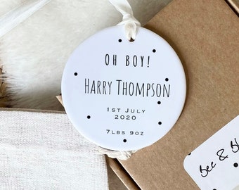 Oh boy!- New baby personalised decoration - Personalised baby gift - Nursery decor - New baby gift