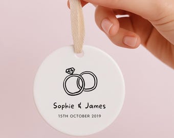 Personalised Wedding Bauble - Personalised Names And Date Ornament - Wedding Gift Keepsake - Engagement Gift Bride And Groom