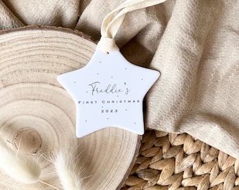 Personalised Baby's First Christmas Star Ornament - Keepsake Christmas Bauble