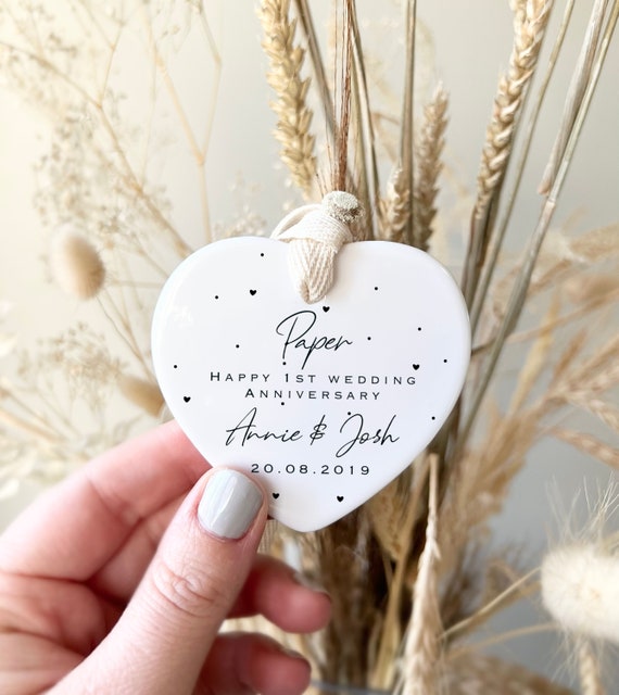 Paper 1st wedding anniversary gift Personalised first wedding anniversary ornament Gift for couples Family keepsake