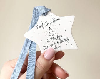Personalised First Christmas Ornament - New Mummy & Daddy Star Keepsake