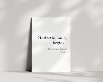 And so the story begins Wedding Card - Personalised wedding card - Engagement card - Personalised Housewarming card