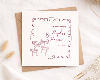 Personalised Wedding Card - Engagement Card -  Anniversary Card -  Custom Names Wedding Congratulations Card