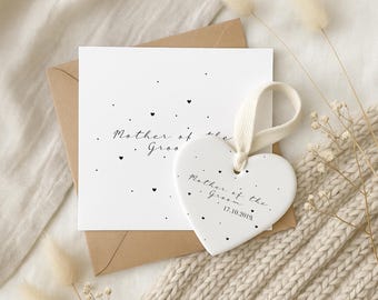 Mother of Groom Gift Set - Personalised Ceramic Heart & Card