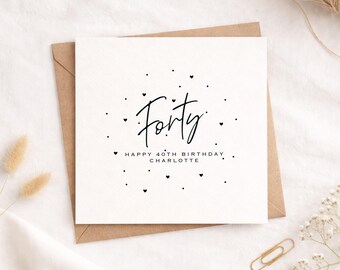 Personalised 40th Birthday Card - Name Milestone Card
