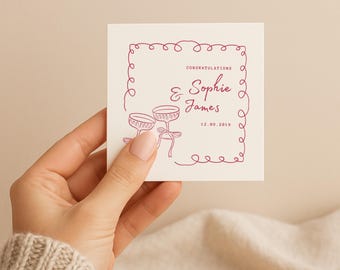 Personalised Engagement Card - Custom Names & Date - Congratulations On Your Engagement - Couple Keepsake