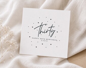 Personalised 30th Birthday Card - Custom Name Milestone Celebration