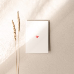 Red tiny heart Card Love heart card Simple heart greeting card Anniversary card Valentines day image 1