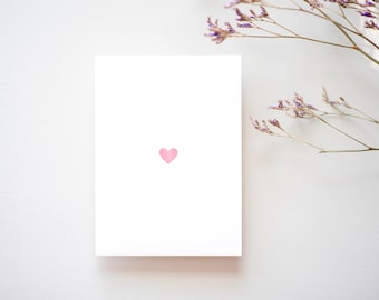 Pink tiny heart Card - Love heart card - Simple heart greeting card - Anniversary card - Valentines day